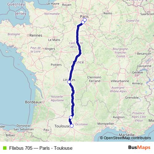 Flixbus 705 bus Line Map