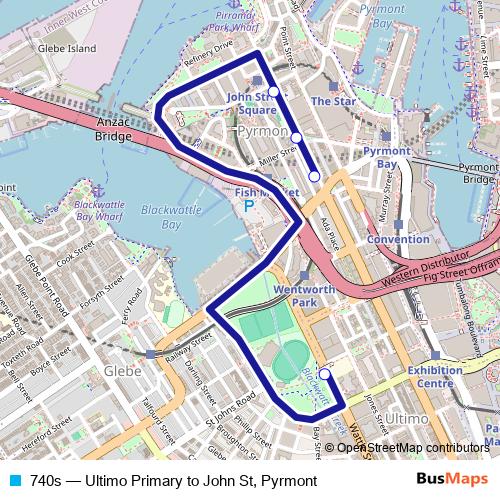 740s bus Line Map
