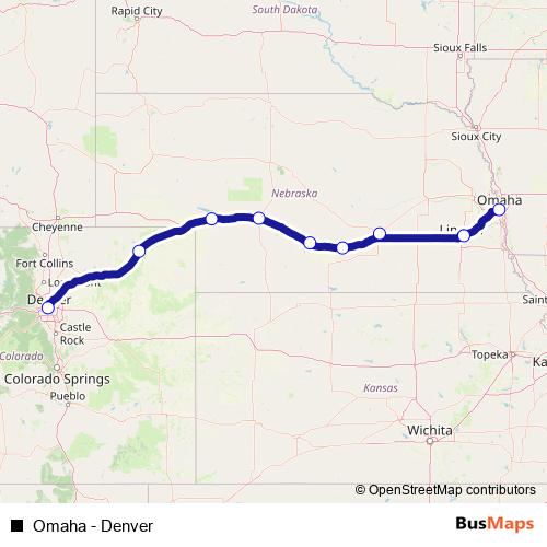 Omaha - Denver bus Line Map