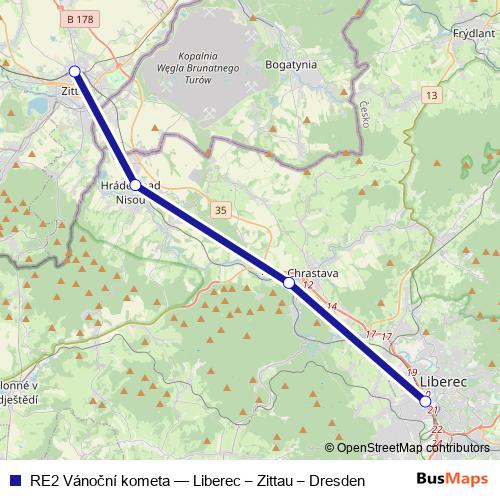 RE2 Vánoční kometa rail Line Map