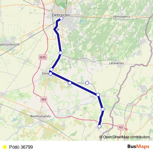 Pótló 36799 bus Line Map