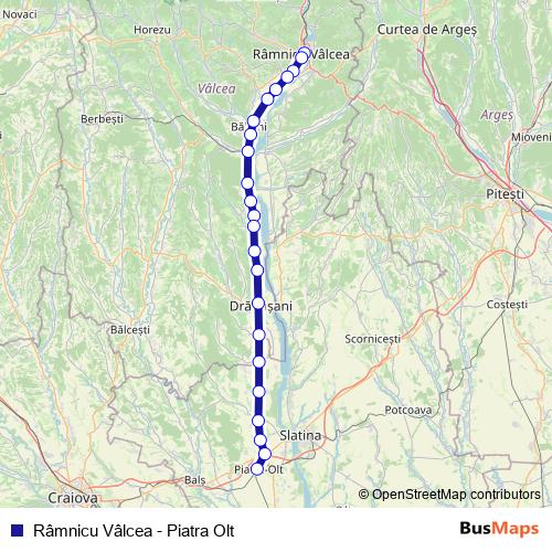 Râmnicu Vâlcea - Piatra Olt rail Line Map