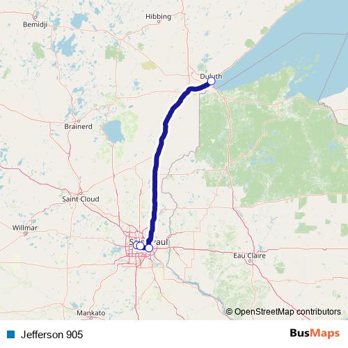 Jefferson 905 bus Line Map