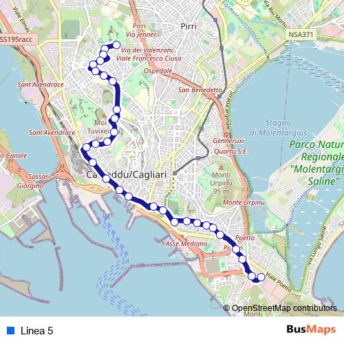 Linea 5 bus Line Map