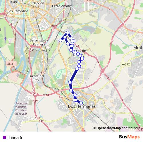 Linea 5 bus Line Map