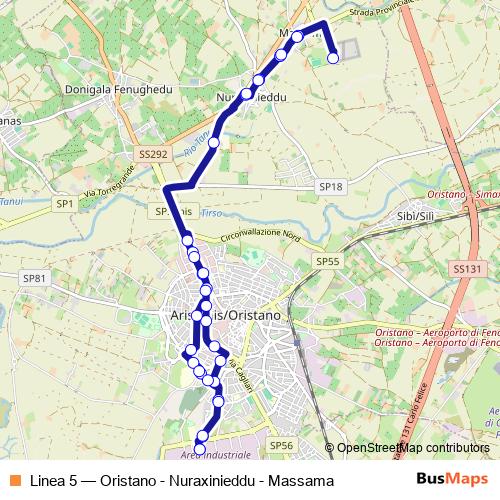Linea 5 bus Line Map