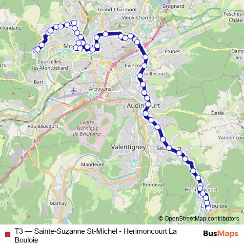 T3 bus Line Map