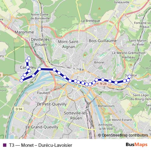 T3 bus Line Map