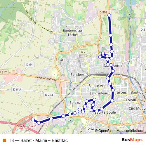 T3 bus Line Map