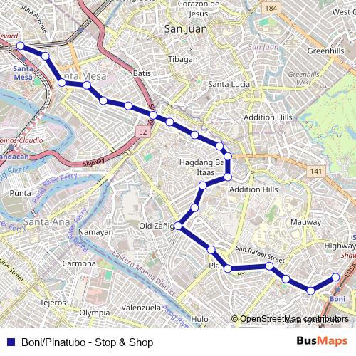 Boni/Pinatubo - Stop & Shop bus Line Map