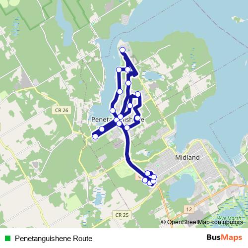 Penetanguishene Route bus Line Map