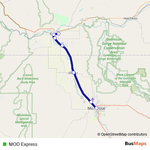 MOD Express bus Line Map