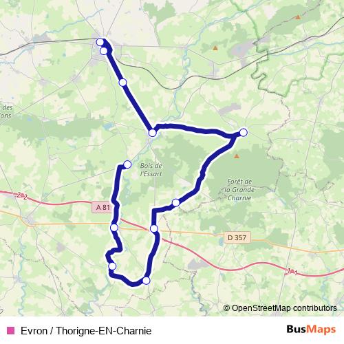 Evron / Thorigne-EN-Charnie bus Line Map