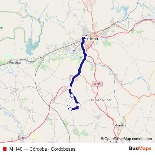 M-140 bus Line Map