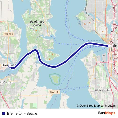 Bremerton - Seattle ferry Line Map