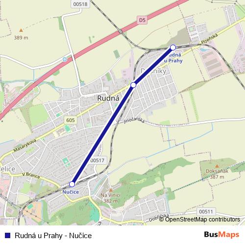 Rudná u Prahy - Nučice rail Line Map
