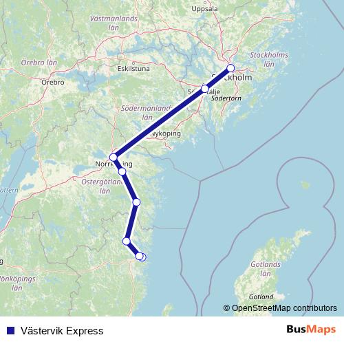 Västervik Express bus Line Map