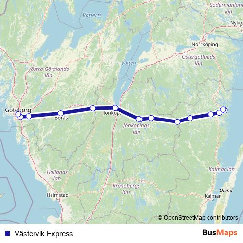 Västervik Express bus Line Map