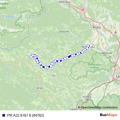 PR A22 6161 6 (64782) bus Line Map
