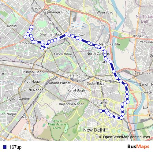 167up bus Line Map