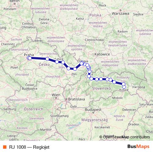RJ 1008 rail Line Map