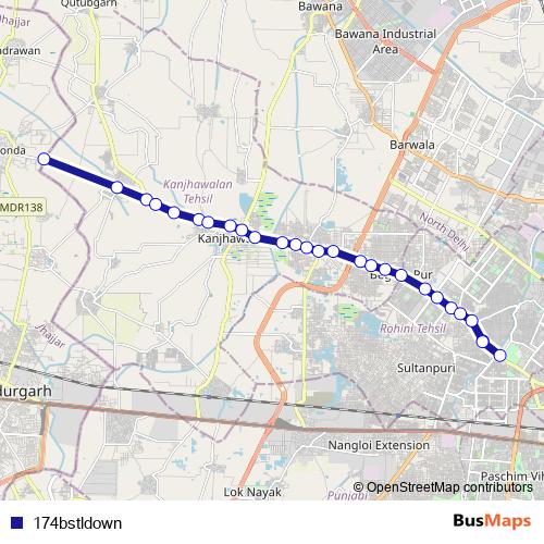174bstldown bus Line Map
