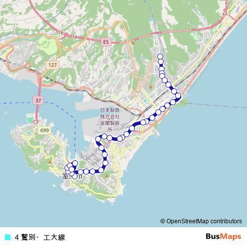 4 鷲別・工大線 bus Line Map