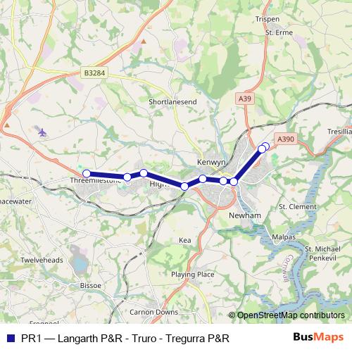 PR1 bus Line Map
