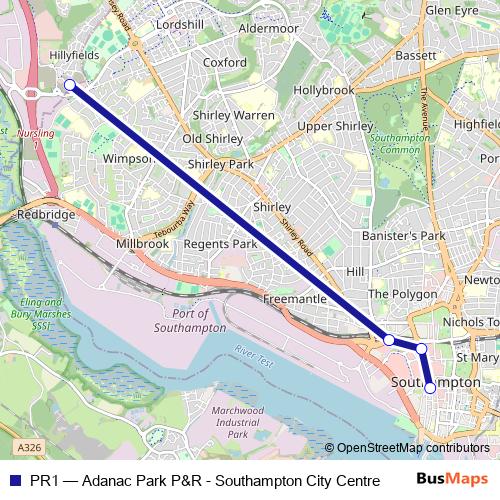 PR1 bus Line Map