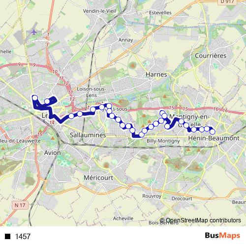 1457 bus Line Map