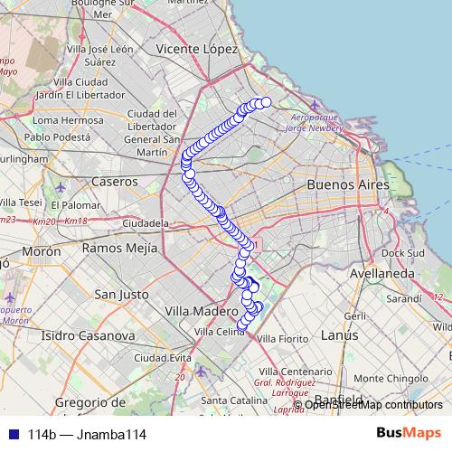 114b bus Line Map