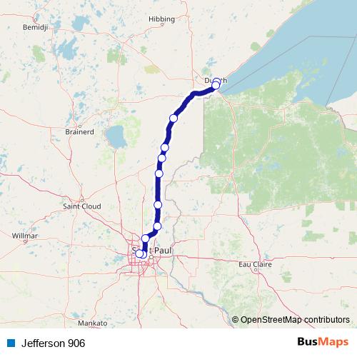 Jefferson 906 bus Line Map