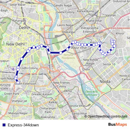 Express-344down bus Line Map
