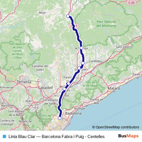 Linia Blau Clar bus Line Map