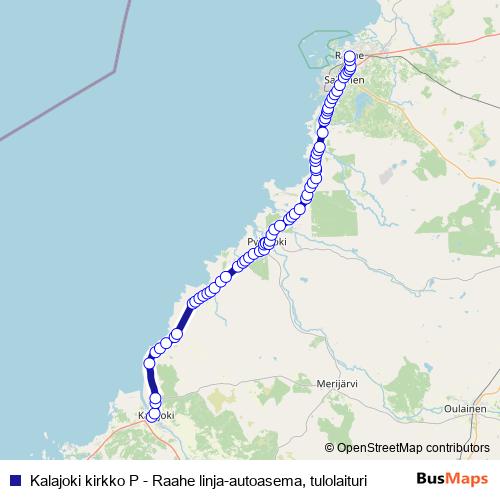 Kalajoki kirkko P - Raahe linja-autoasema, tulolaituri bus Line Map