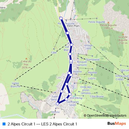 2 Alpes Circuit 1 bus Line Map