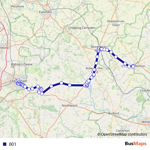 801 bus Line Map