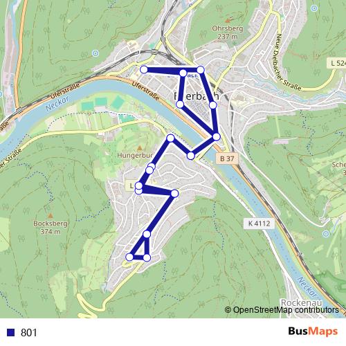 801 bus Line Map