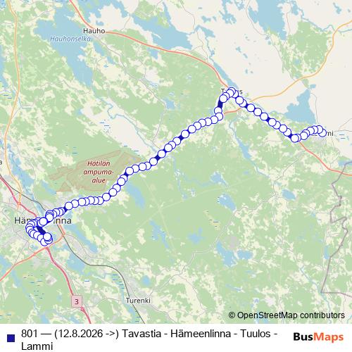 801 bus Line Map