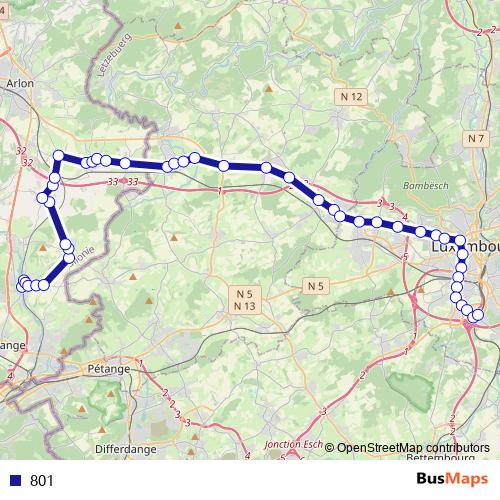 801 bus Line Map