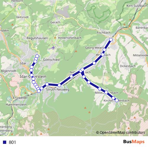 801 bus Line Map