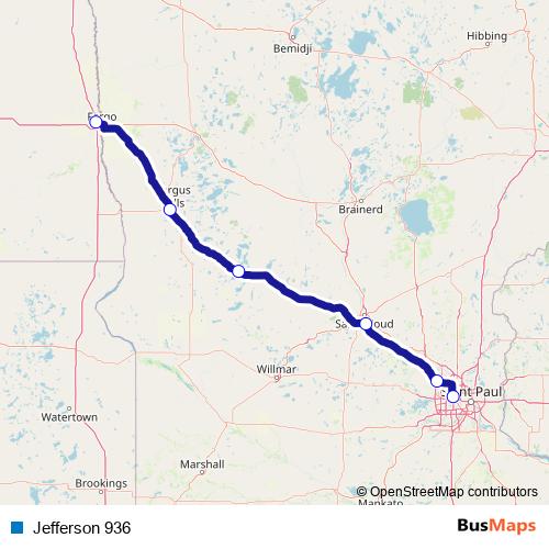 Jefferson 936 bus Line Map