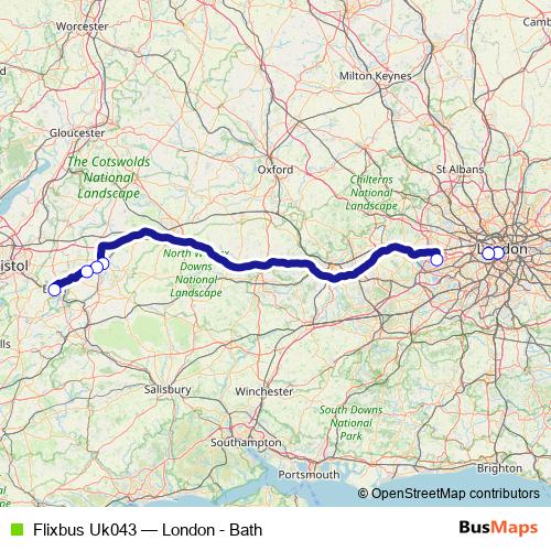 Flixbus Uk043 bus Line Map