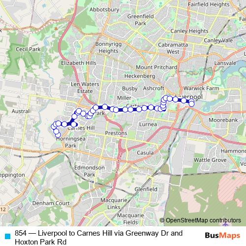 854 bus Line Map