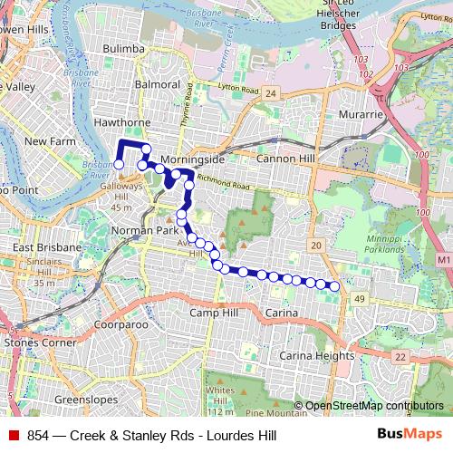 854 bus Line Map