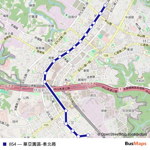 854 bus Line Map