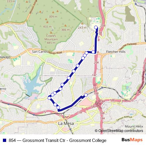 854 bus Line Map