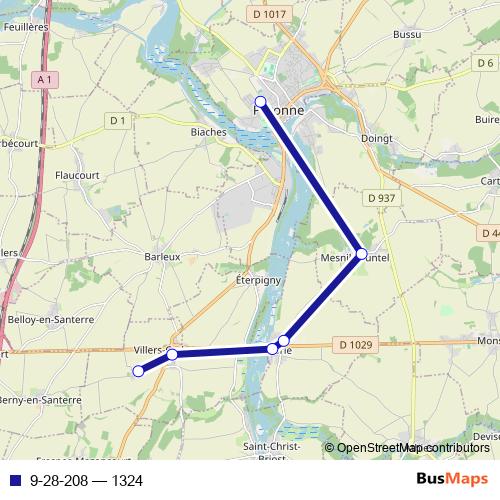 9-28-208 bus Line Map