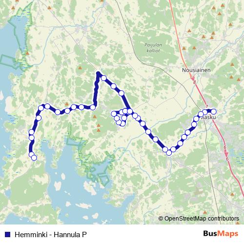 Hemminki - Hannula P bus Line Map
