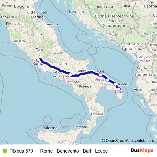 Flixbus 573 bus Line Map